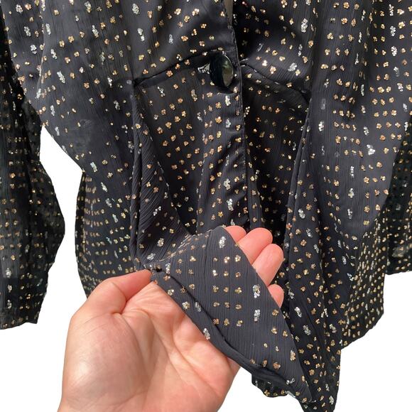 VTG 90s Y2K Petites Top Small Wrap Tie Front Glitter Fairy Whimsigoth Party Glam - Picture 6 of 10